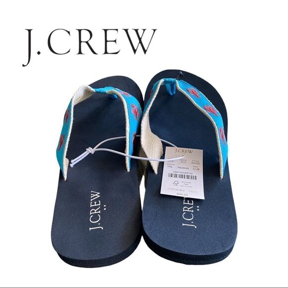 NEW J. Crew Women's Blue Red Lobster Flip Flop Sandals - Picture 4 of 4